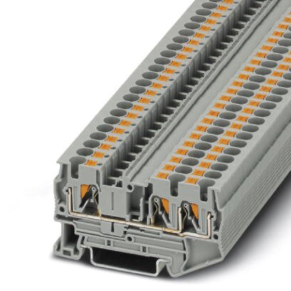 Phoenix Contact Multi-Conductor Terminal Block; PT 4-TWIN; 30A; 600V; 1-Level; #24 - #10; Push-In Connection; Gray